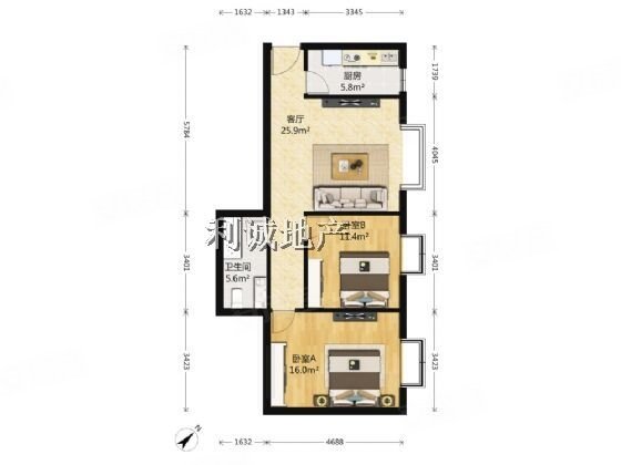 急售可谈!高层观景两居室 视野看望京soho 居住舒适