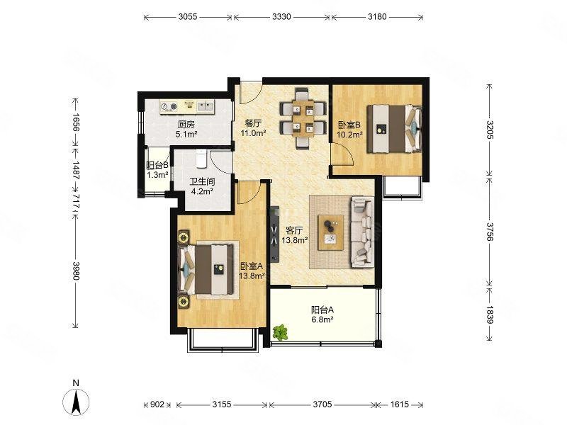新出全南户型,瑞虹商圈板块,全新装修,诚意出售,中信和平家园二手房