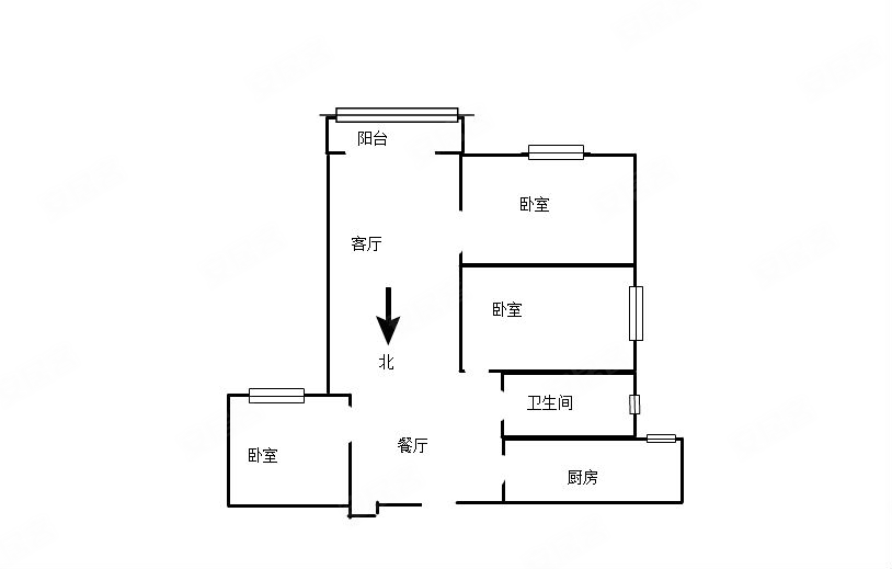 滨河安居苑3室2厅1卫93㎡南北58万