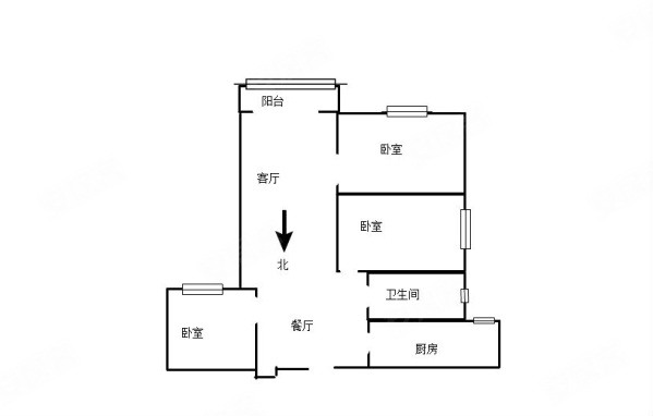 滨河安居苑3室2厅1卫93㎡南北58万