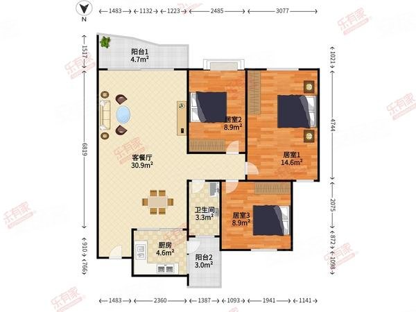 【多图】莲丰雅苑,莲花北租房,莲花山下莲丰花园南向3房2卫电梯房可以