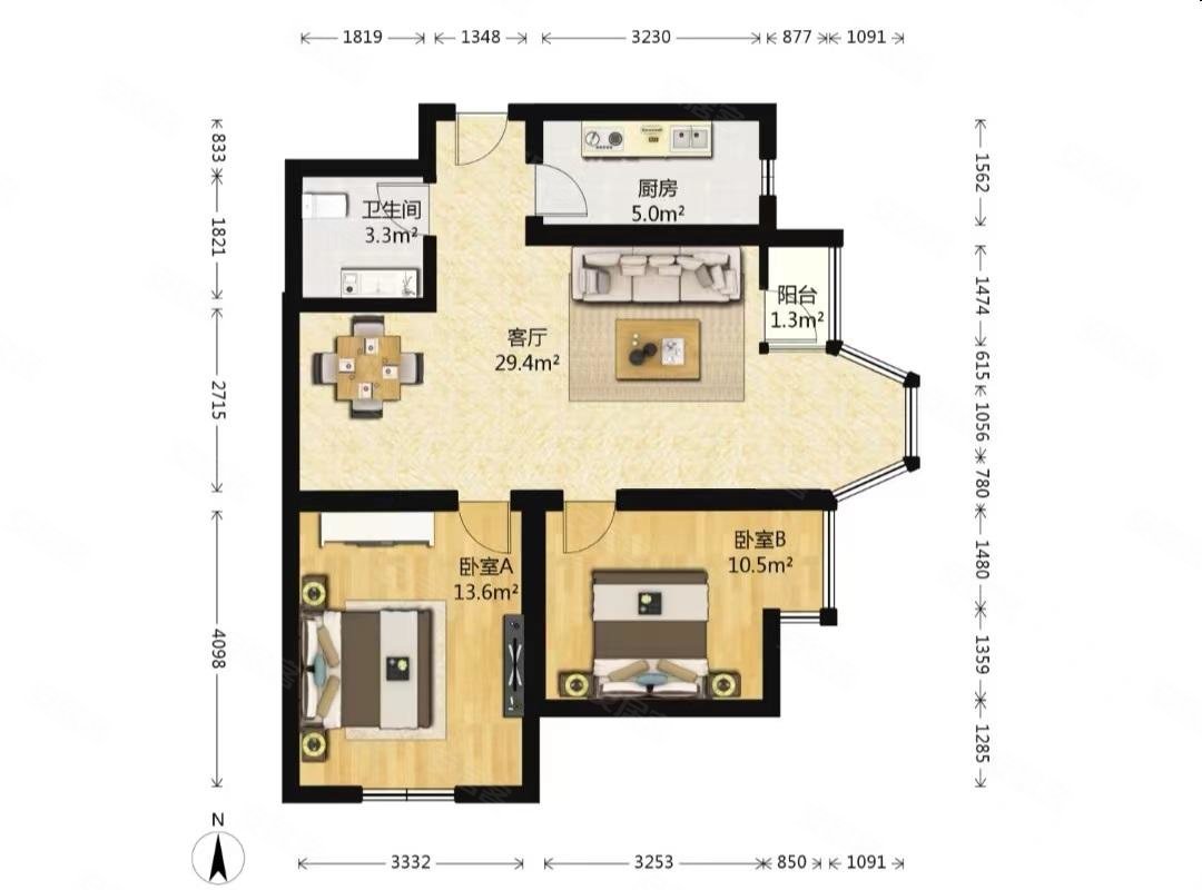 珠江逸景家园(南区)2室1厅1卫86.13㎡东南230万