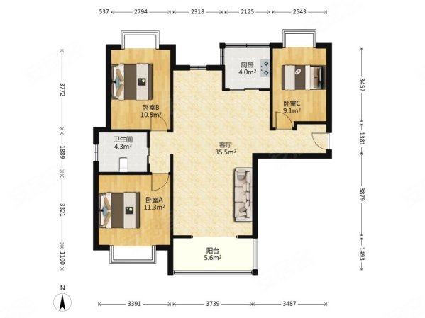 次新房丨飞机户型丨40w装修好房丨正南朝向采光好