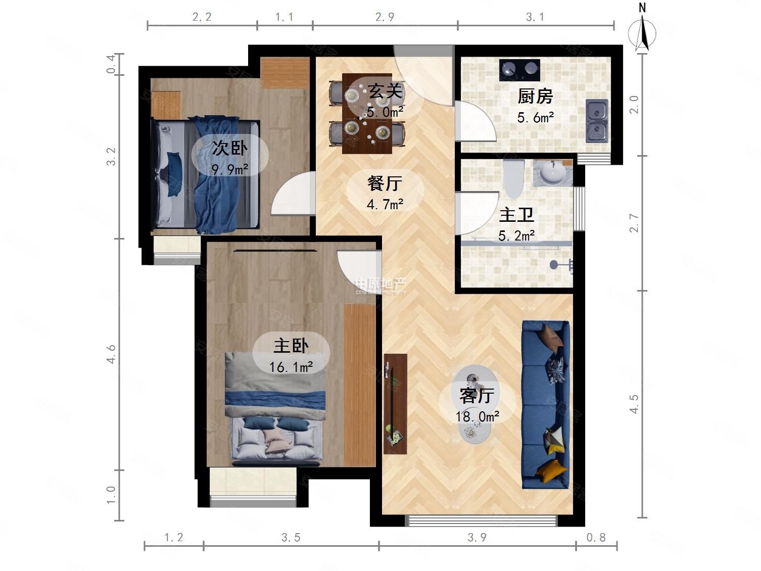 润景家园的双阳两室朝南电梯房看房方便