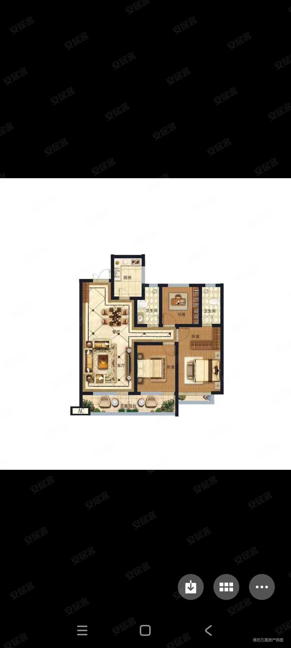 电梯118平,三室双阳台,博裕学苑二手房,50万,3室2厅,2卫,118平米-潍坊