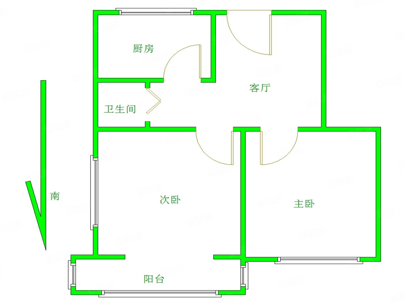 林科院住宅区2室1厅1卫55.5㎡南北111万