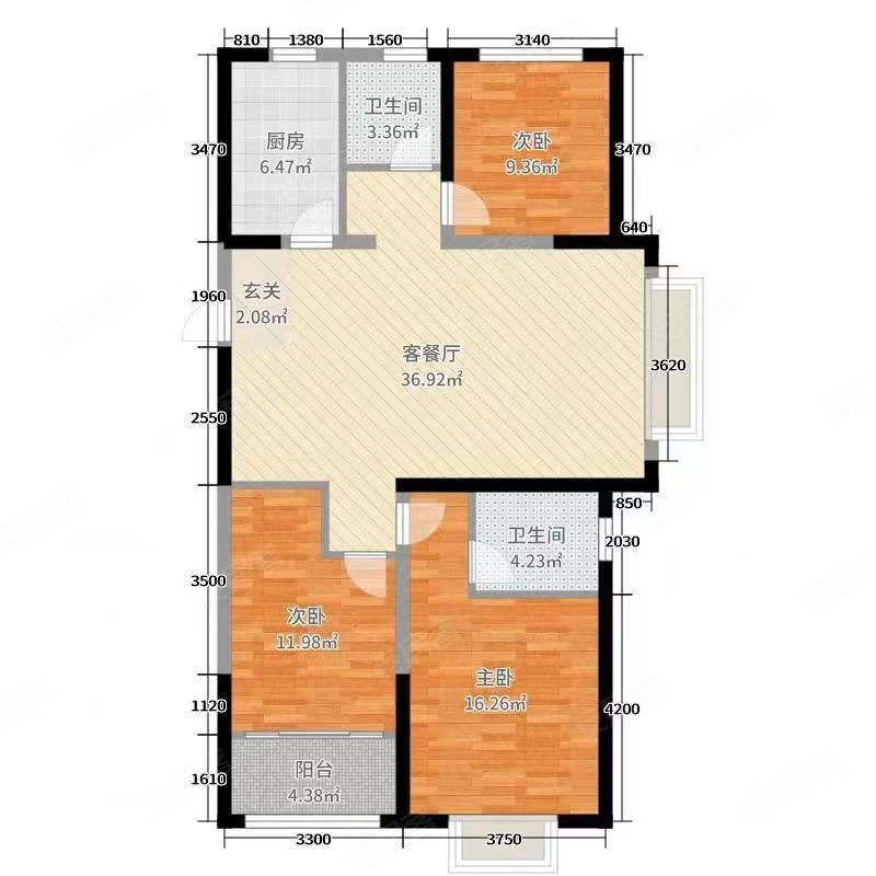 同乐花园3室1厅1卫126㎡南北59万