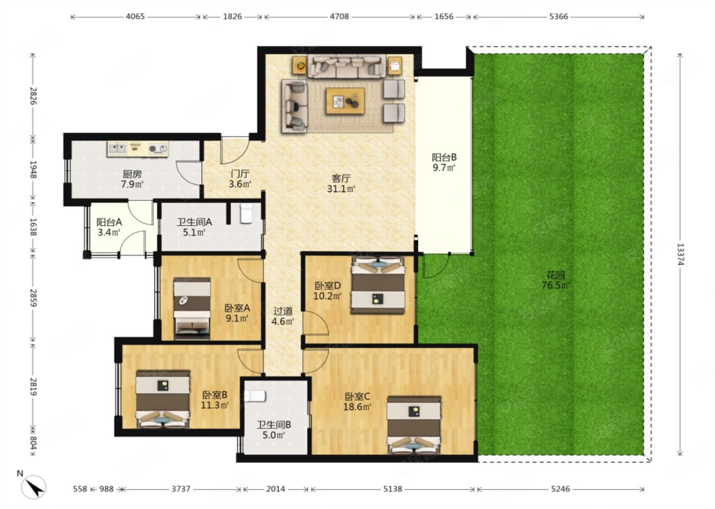 保利熙园4室2厅2卫143㎡南北245万