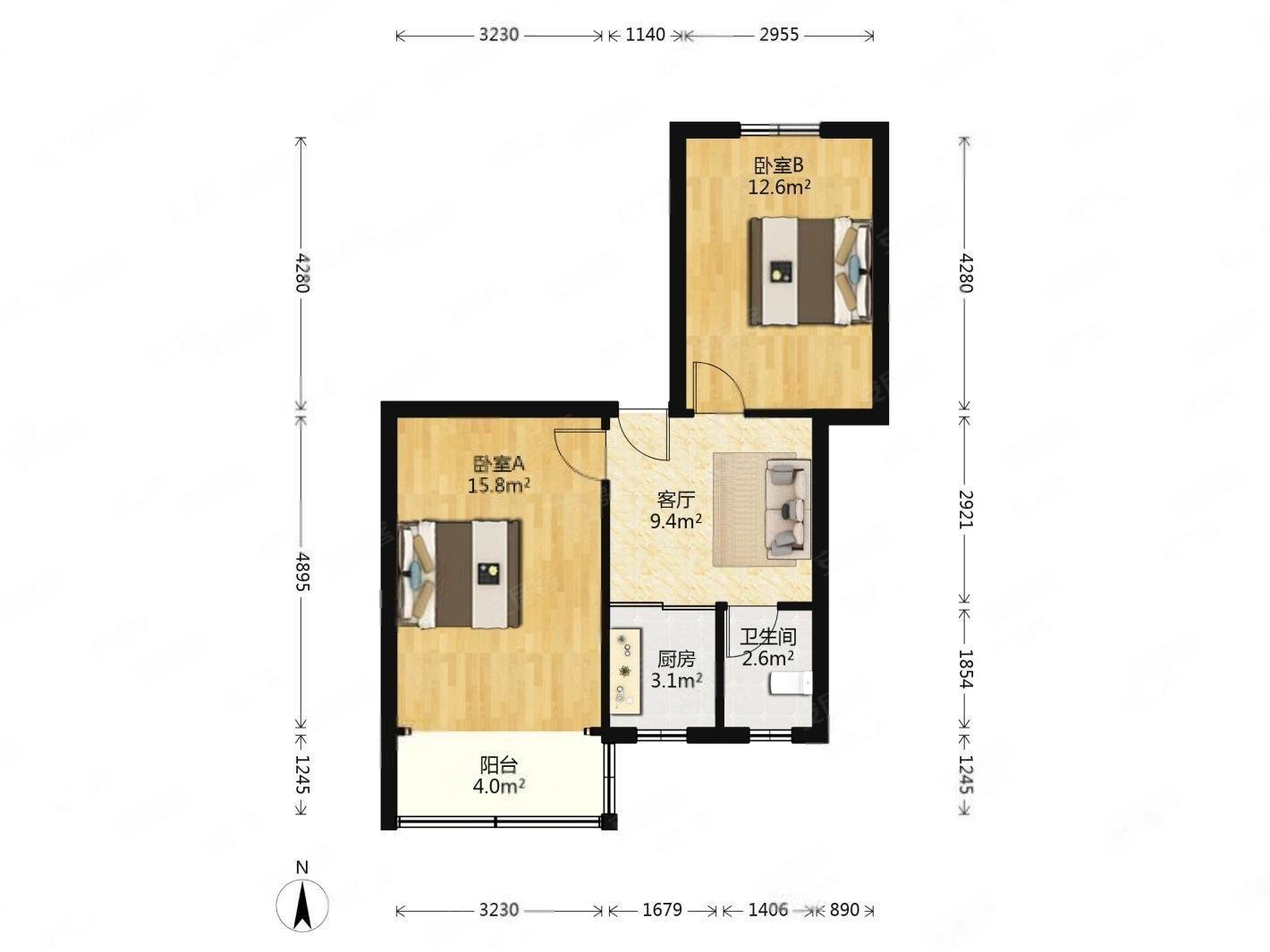满二 楼层好 视野无遮挡,迎江园小区二手房,440万,2室1厅,1卫,60平米