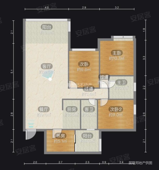 信昌棠棣之华3室2厅2卫99.6㎡南北96.8万