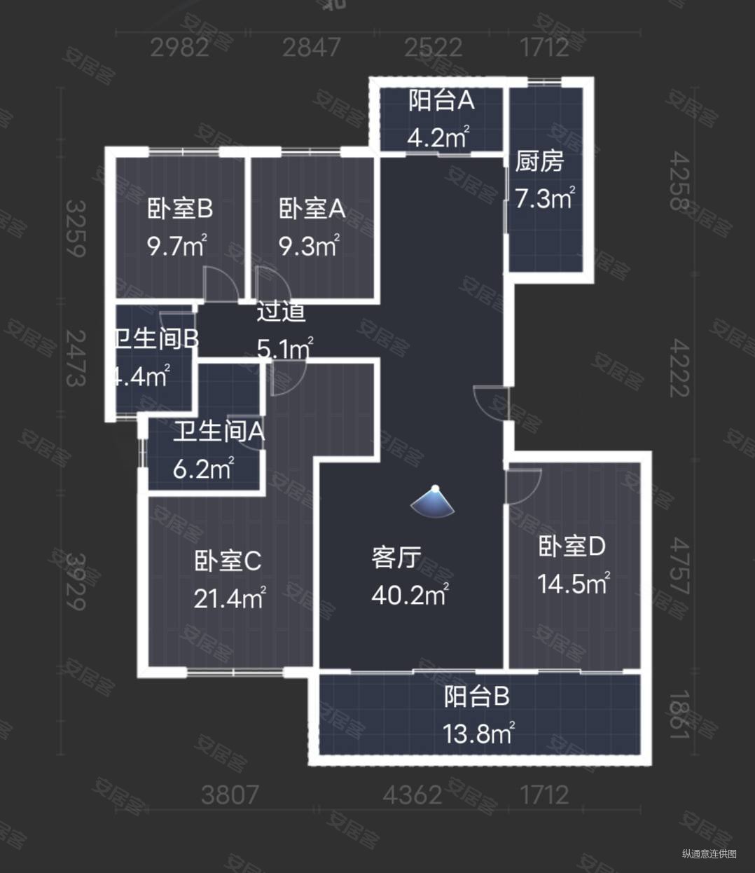 正弘臻筑5室2厅2卫208.8㎡南北1880万
