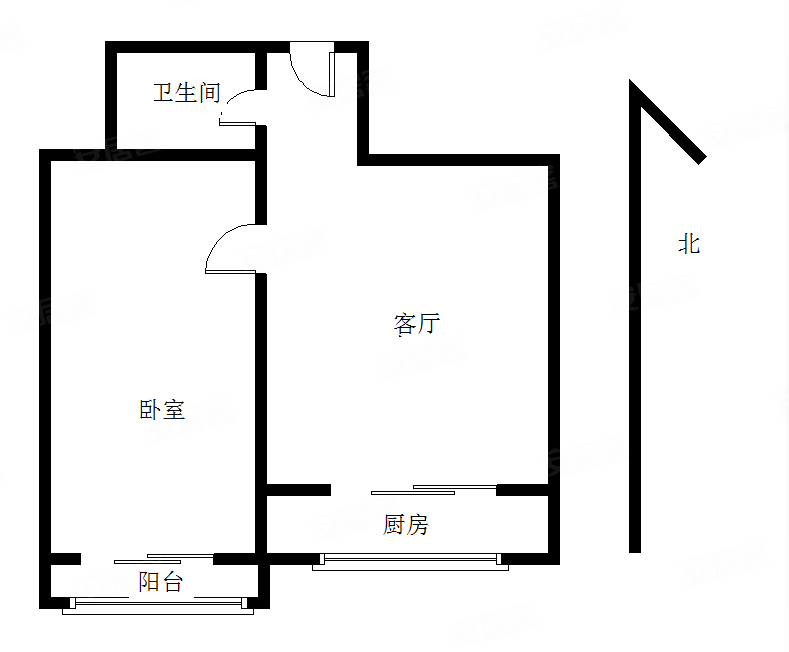 石园西区(石园西社区)1室1厅1卫42.11㎡南北129万