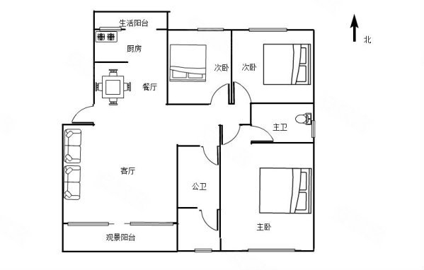 永顺名门3室2厅2卫126㎡南北50万