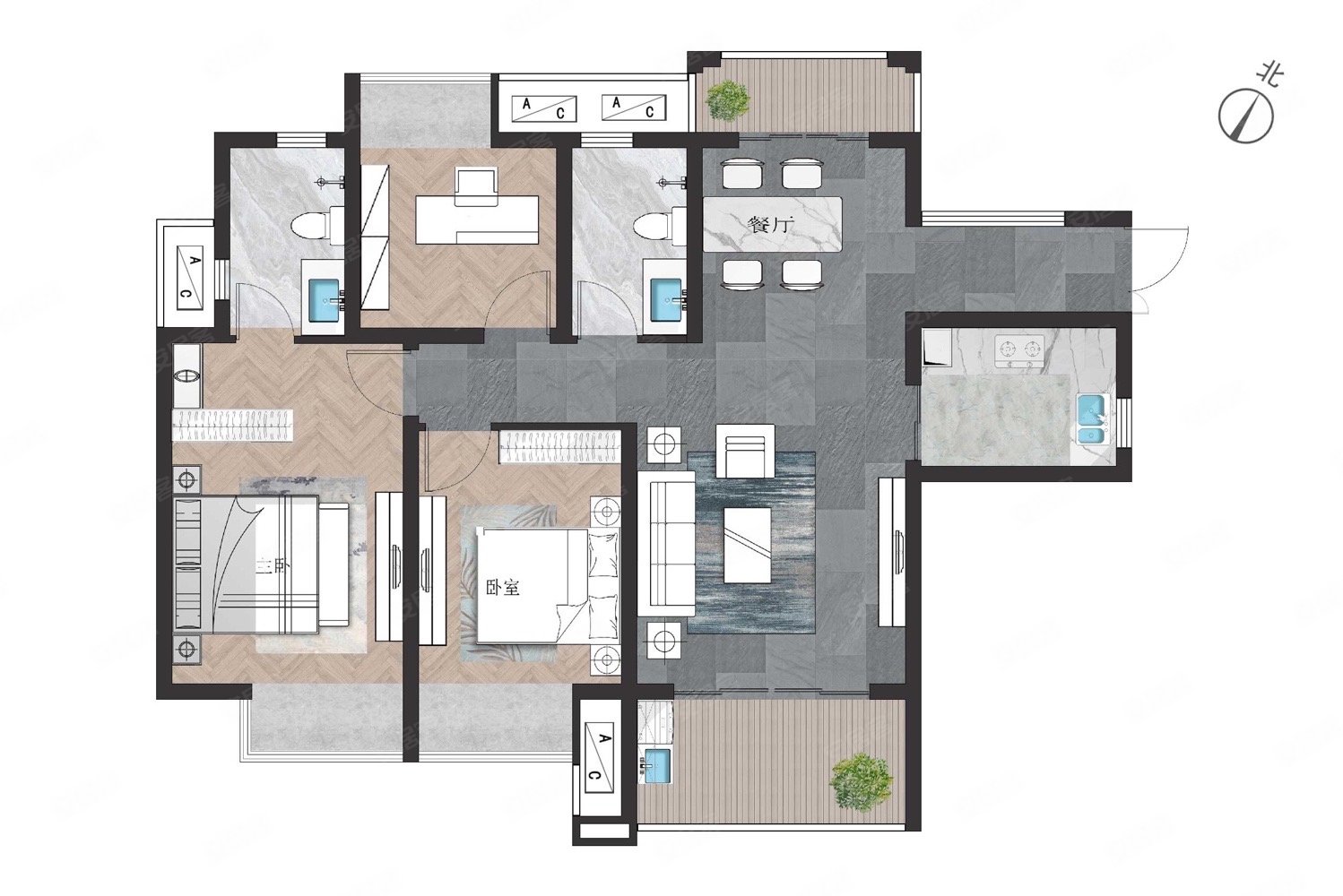 联泰天璞3室2厅2卫113㎡东南139万