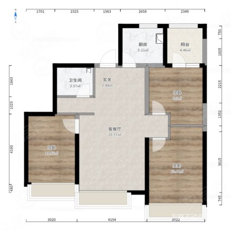 左岸城邦3室1厅1卫97㎡南北44.8万