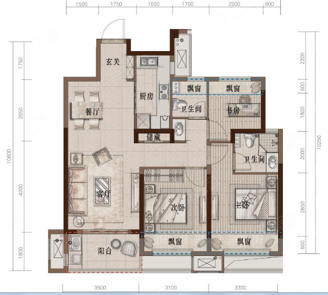 大家十里桃源3室2厅2卫100㎡南北88.8万