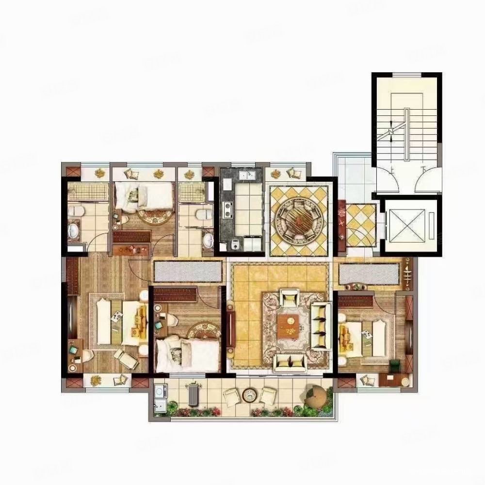 碧桂园小高层四室两厅两卫精装交付144平142万