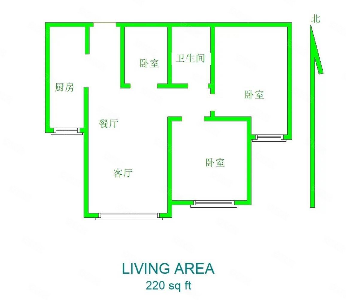 万和城(A区)3室2厅1卫90㎡南北68万
