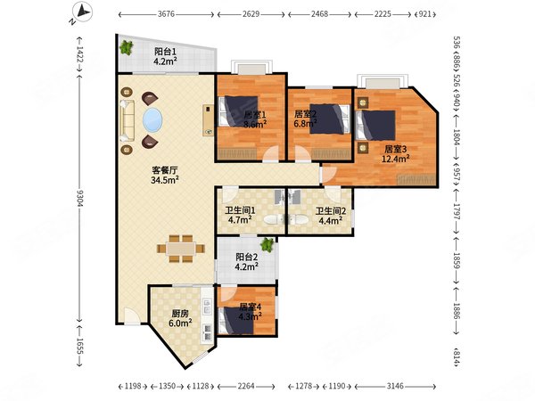 长城盛世家园(二期),彩田村租房,花园品质社区,电梯小高层,户型拭用