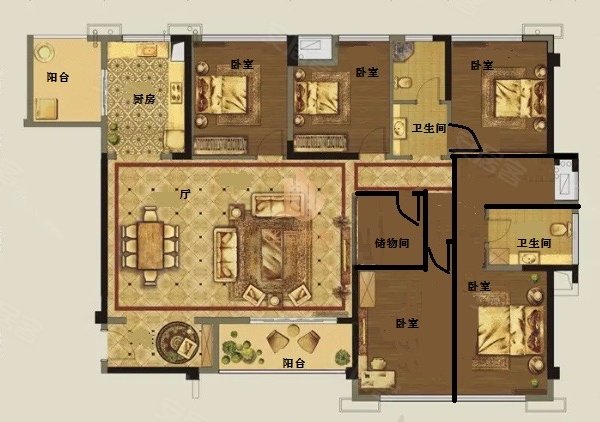 南宁青秀凤岭北美泉1612凤岭北 网红小区 轻奢豪装5房 170平超大主卧