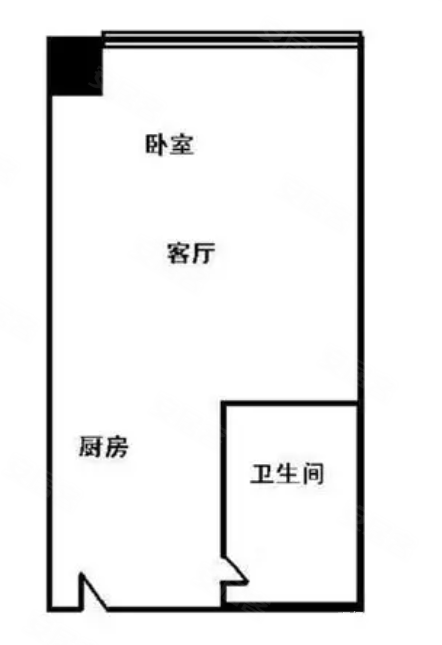 铭紫华庭1室1厅1卫45㎡南北45万