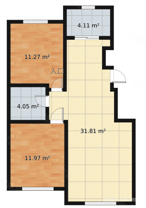 城市今典2室2厅1卫92㎡南北42万