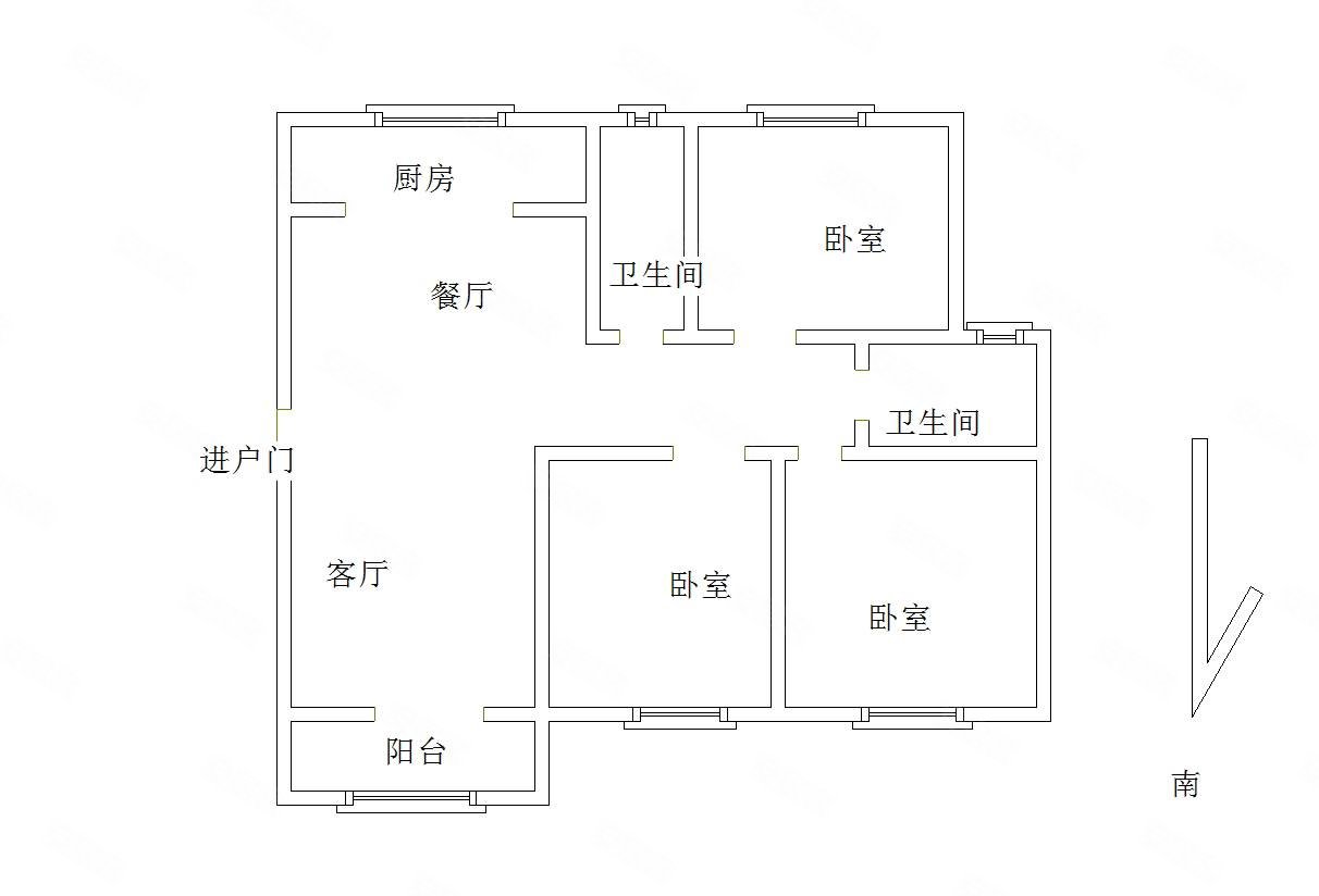 青河丽景(CD区)3室2厅2卫130.81㎡南北85.8万