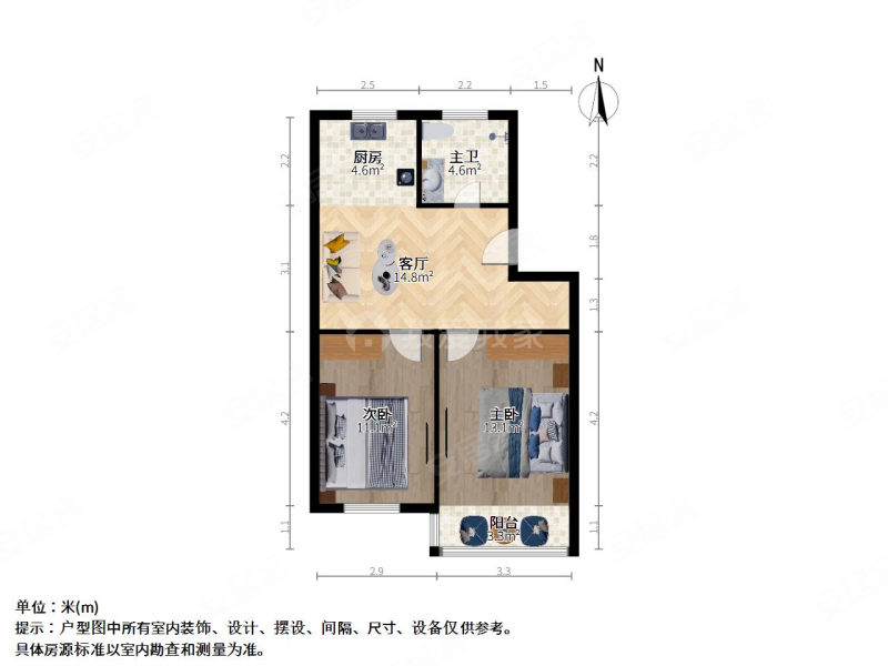 虎丘长江花园(一区)2室1厅1卫67.33㎡南106万