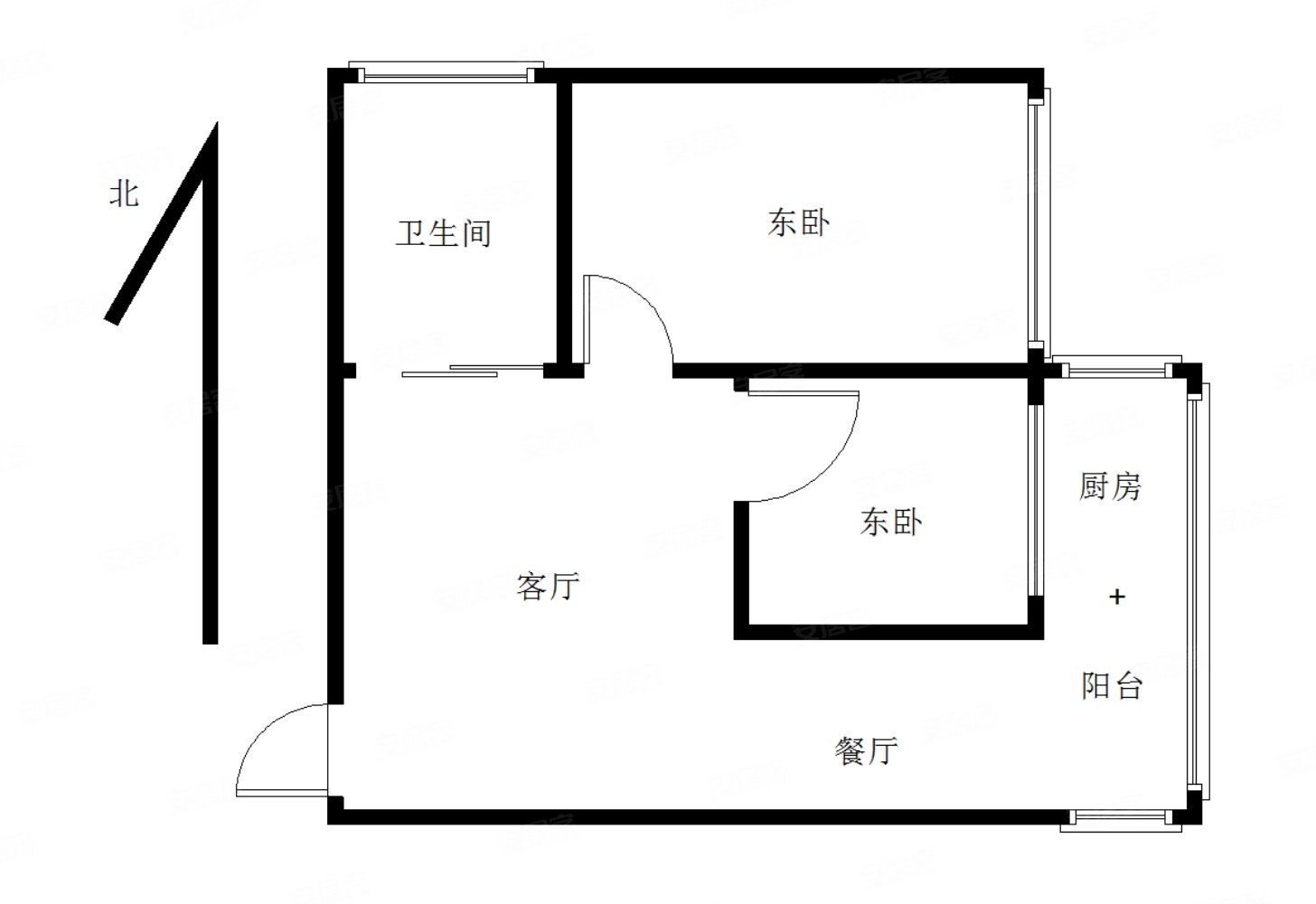 55平米两室一厅设计图图片