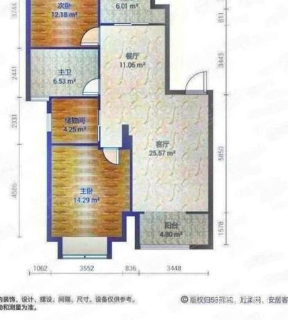 众旺苑北区2室2厅1卫89.83㎡南北221万