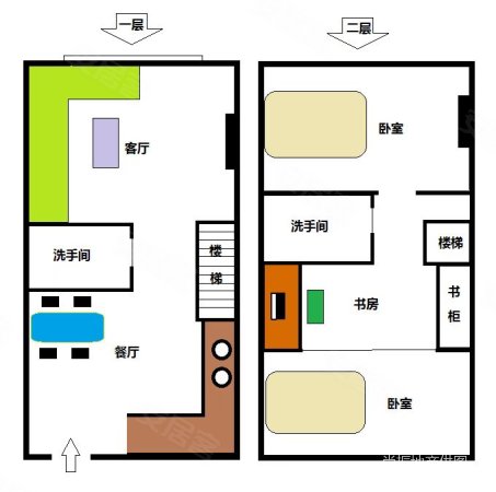 平安兴富广场2室2厅2卫59.14㎡南北69万