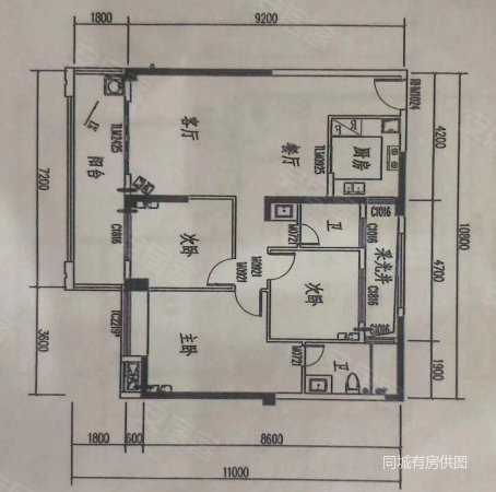 金湖时代广场3室2厅2卫138㎡南北60万