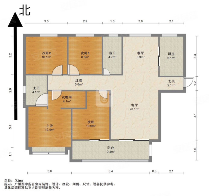 绿地中南漫悦湾一期4室2厅2卫143㎡南北105万