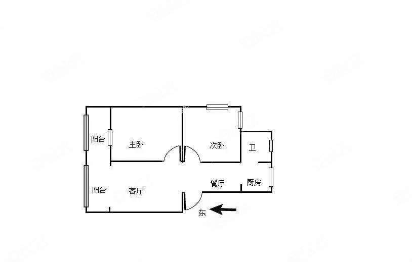 栗树头住宅区2室1厅1卫63㎡南北116万