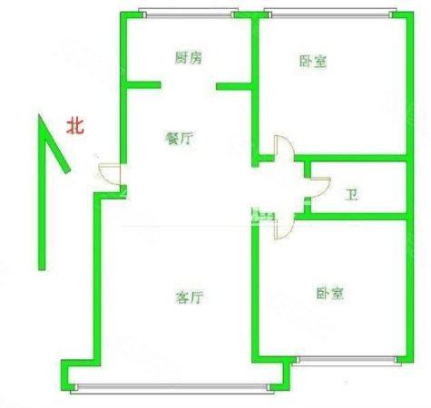 江南华府2室2厅1卫100㎡南北64.8万