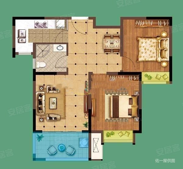 花语城三期 2室2厅 85万元 精装