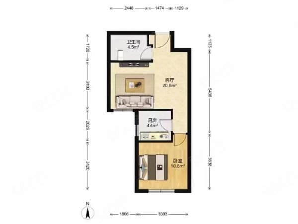 北京大兴观音寺首创美澜湾(f区)首创美澜湾f区 1室 59.