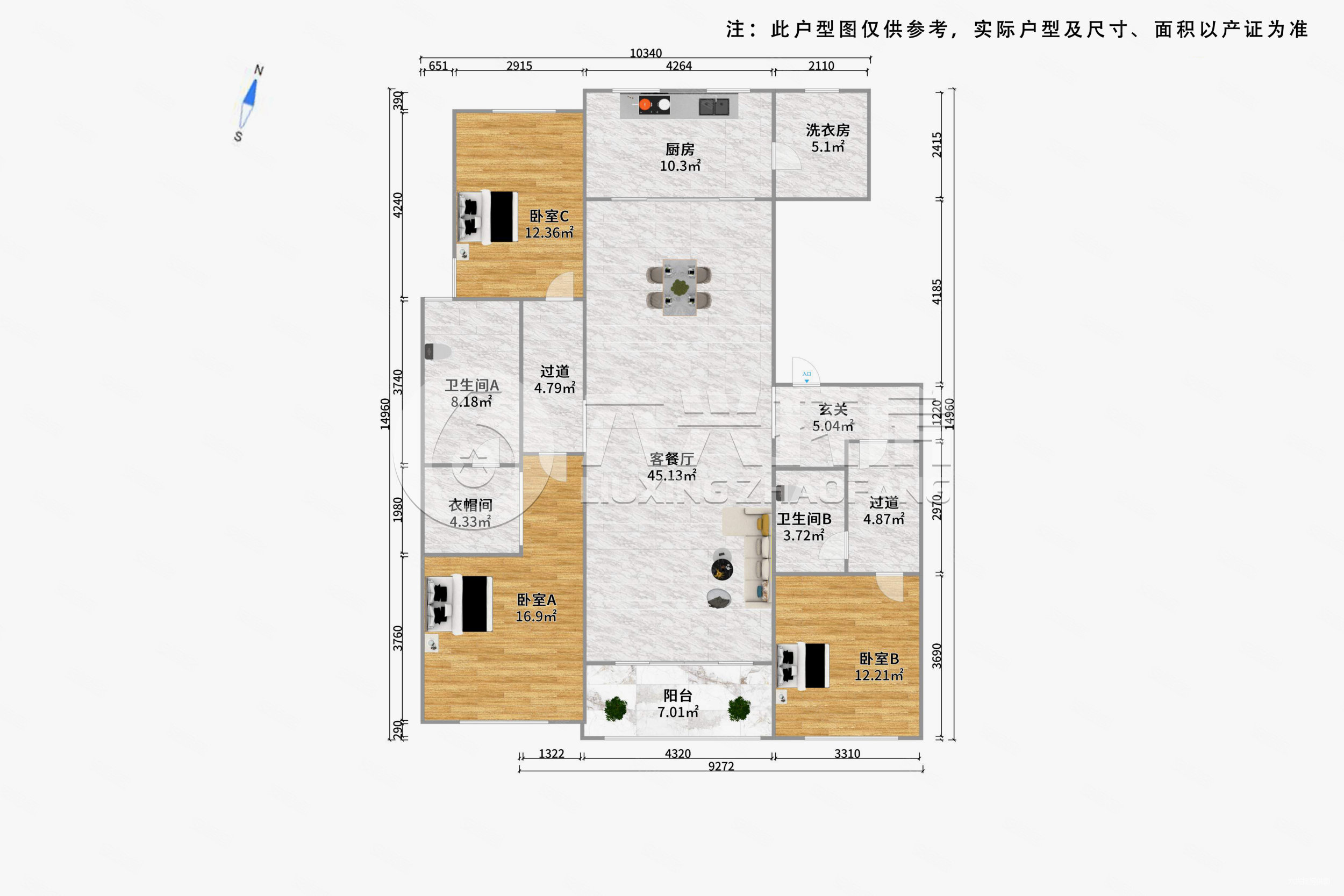 江湾翰林3室1厅2卫175.79㎡南1659万