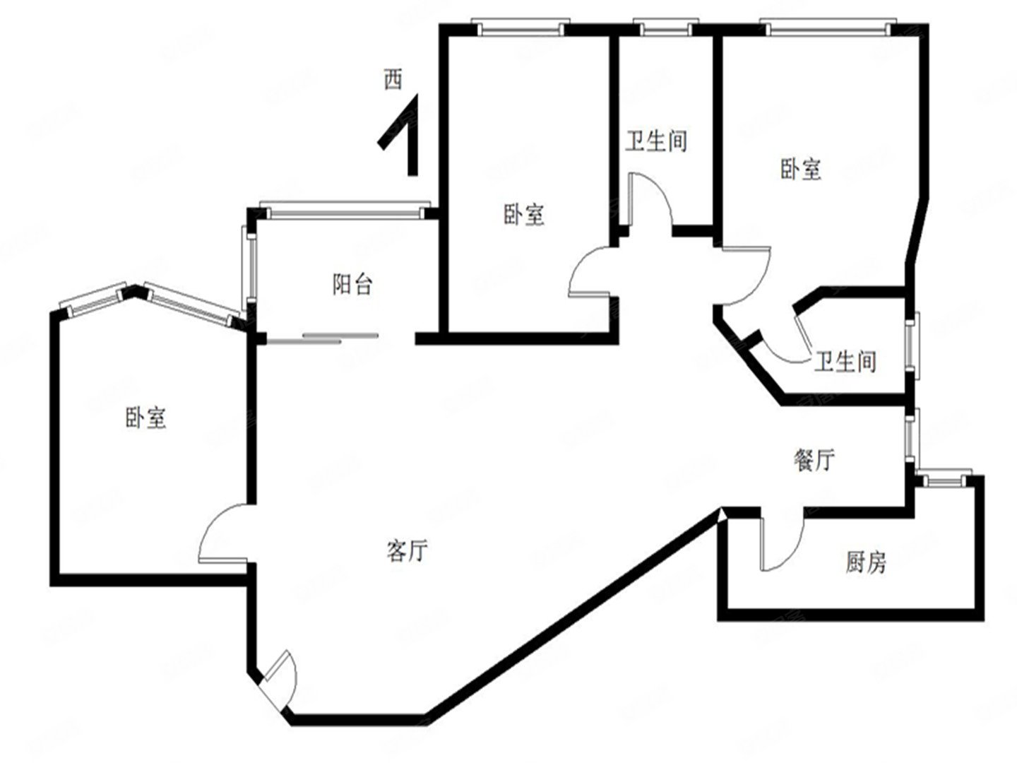 西湖花园3室2厅2卫103㎡西358万