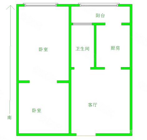 瀛台里2室1厅1卫57.13㎡南75.1万