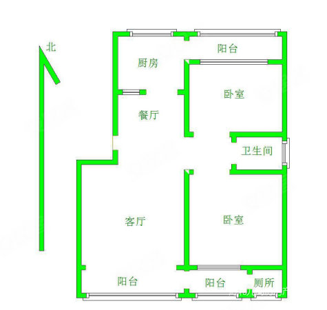 邮电小区2室2厅2卫105㎡南北72万