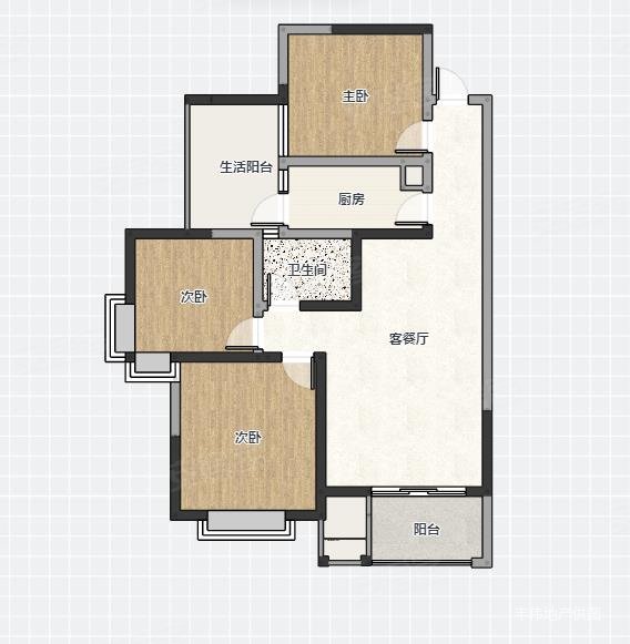 博雅新城C区3室2厅1卫105㎡南北99万