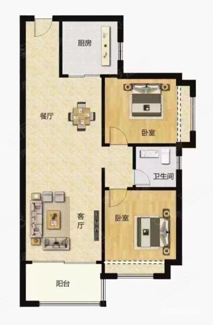 皇都广场2室1厅1卫64.59㎡南240万