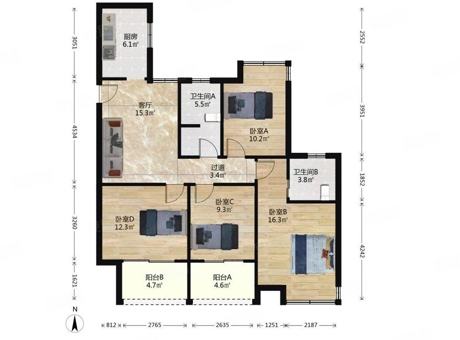 复地宴南都二手房,499万,3室2厅,2卫,120.88平米-南京安居客