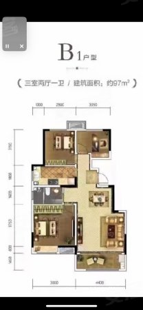 豪森泰山府3室2厅1卫98.11㎡南北61万