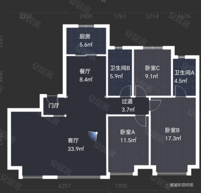 电建地产西安洺悦府3室2厅2卫139㎡南北202万