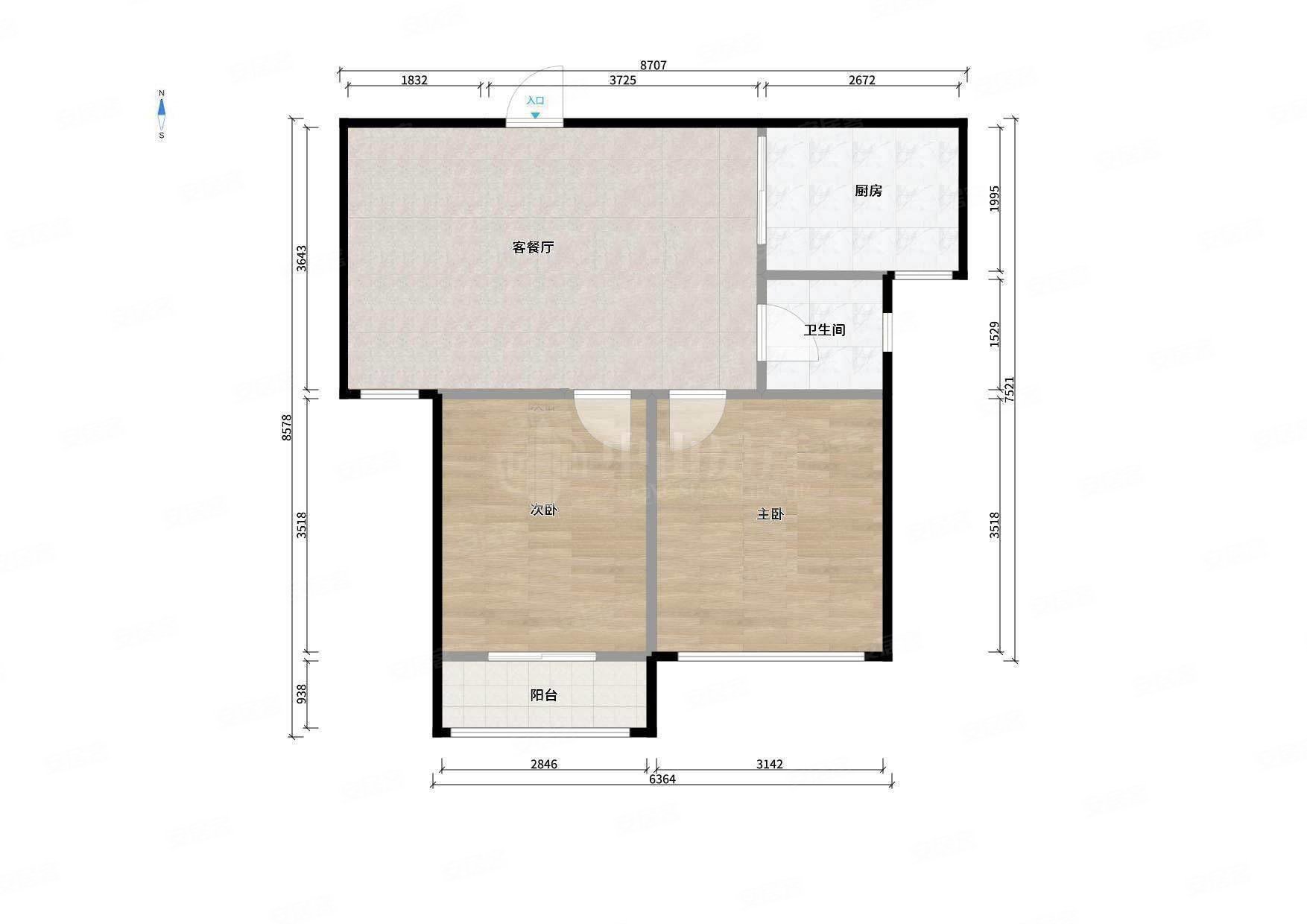 东璟朝南大两房,房东诚心售,东璟家园e区二手房,82万,2室2厅,1卫,79.