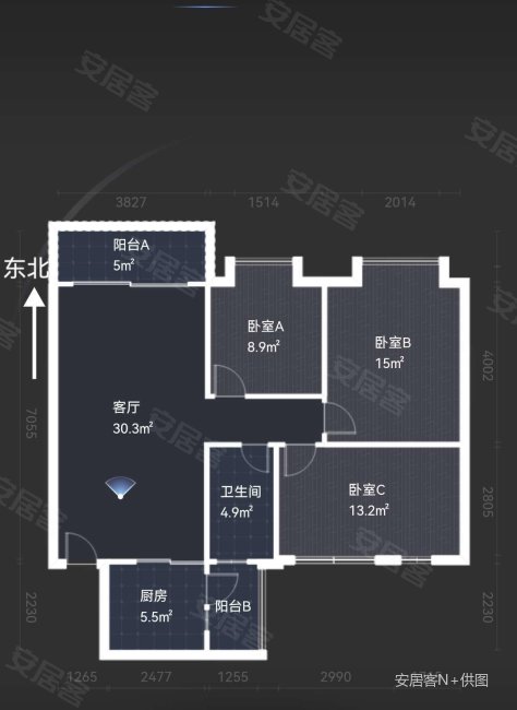 汇翠山庄3室2厅2卫103㎡东北68万