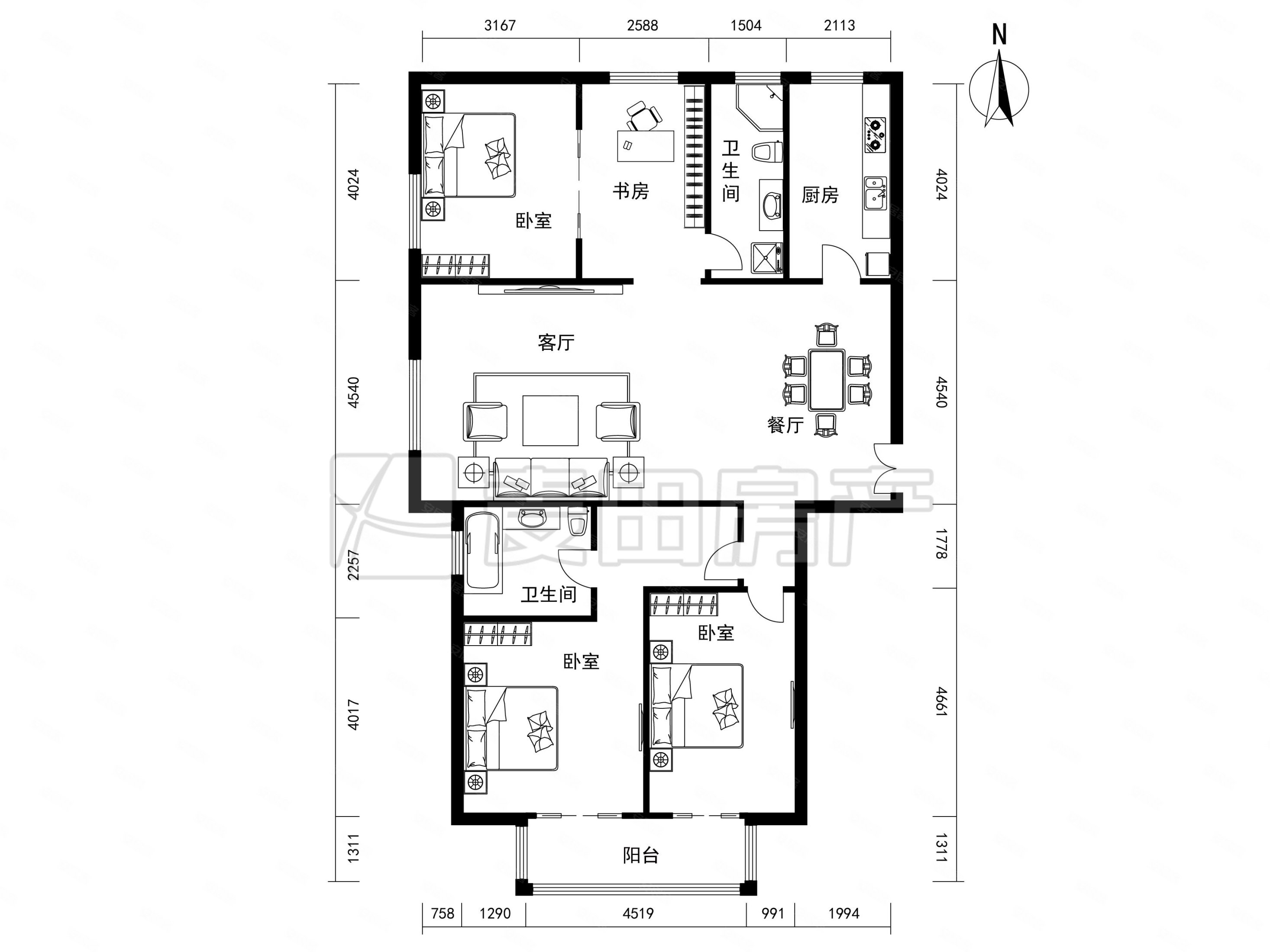 金泉家园4室2厅2卫188㎡西南1690万