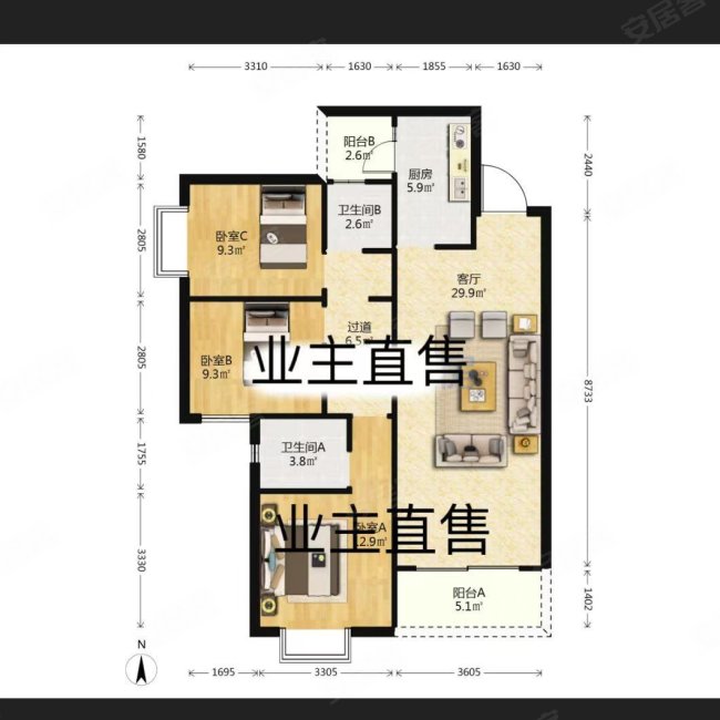 呈贡新城吾悦 西区(万博吾悦广场)毛坯正南105万114平,吾悦首府(西区)